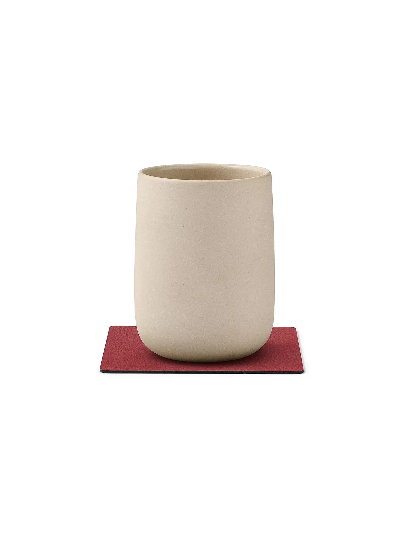 LIND DNA | Leder-Untersetzer eckig 10x10cm Light Blue | rot